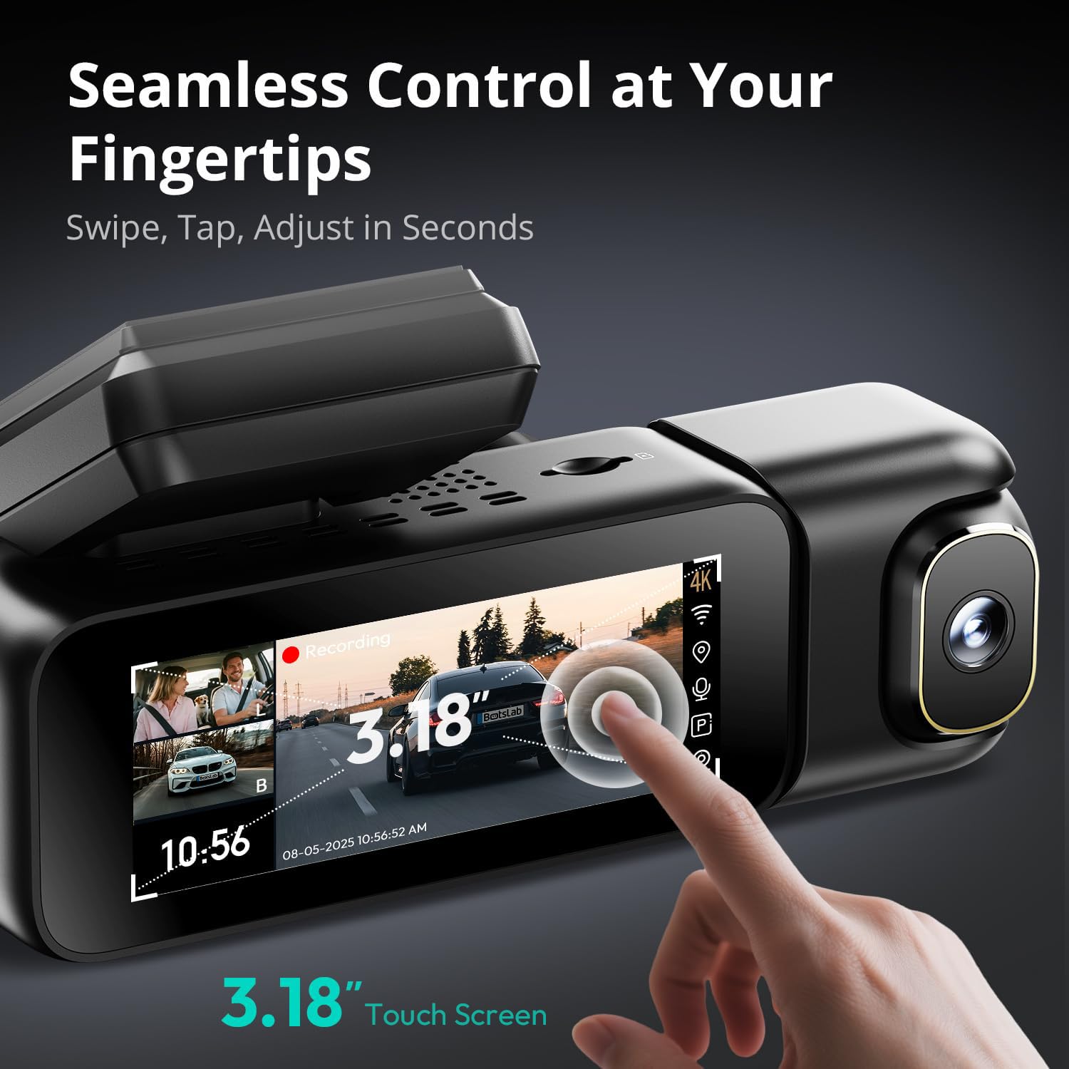 BOTSLAB G980H 4-Channel 360° Car Dash Camera System
