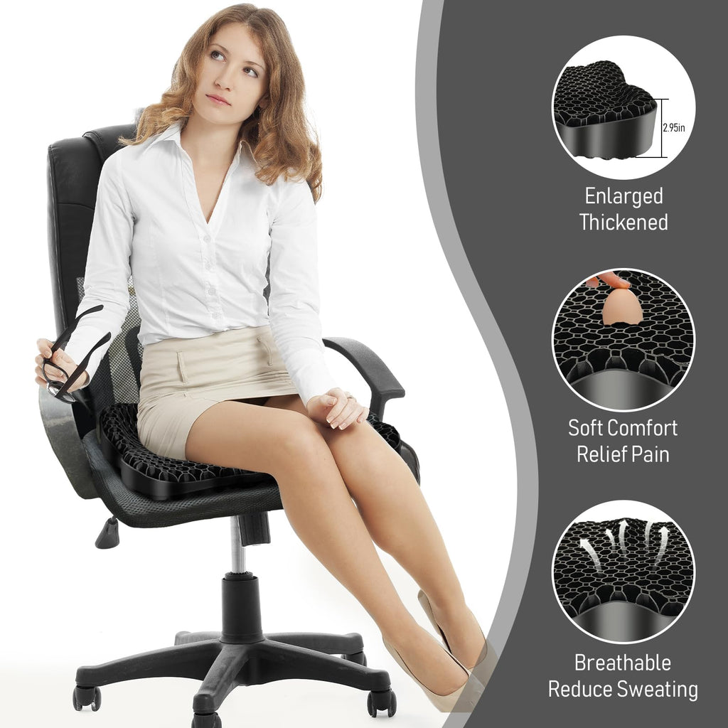 Cooling Gel Honeycomb Seat Cushion with Anti-Slip Cover
