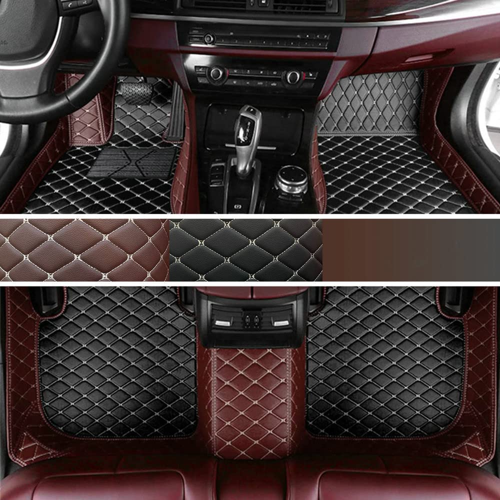 Custom Personalized Floor Mats for Cars - Luxury Full Coverage All Weather Mats, Anti-Slip Leather Mat Set, Fit for 99% of Cars, SUVs & Trucks