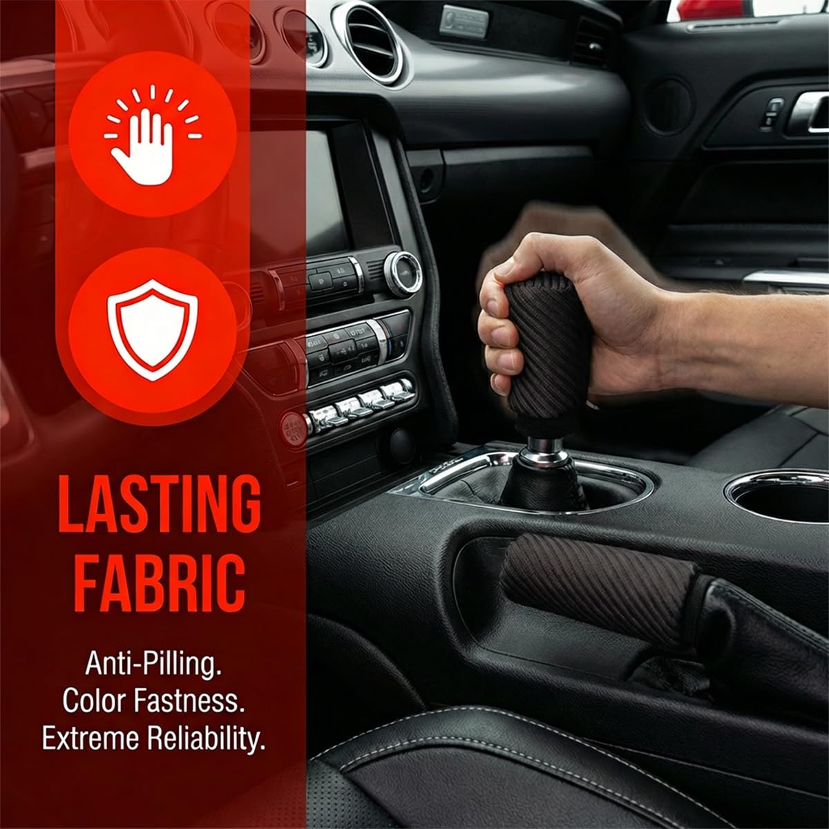 Girnfac 2PCS Car Gear Shift Knob and Handbrake Cover Set, Non-Slip Polyester Stick Shift and Hand Brake Handle Protectors, Universal Vehicle Interior Accessories