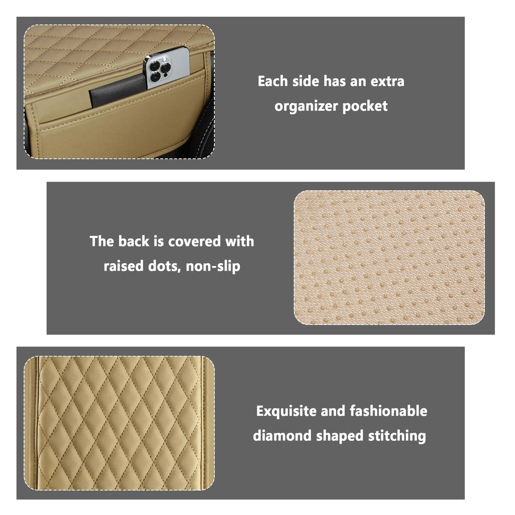 Stacool Upgraded Car Center Console Cover,Microfiber Leather Car Armrest Cover Cushion with 2 Storage Bags,Universal Car Armrest Storage Box