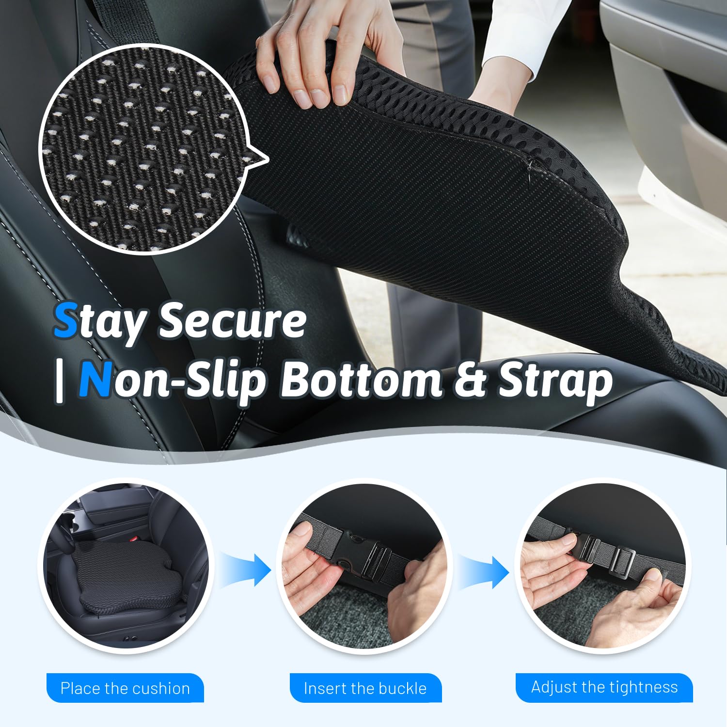 Memory Foam Wedge Car Seat Cushion for Drivers