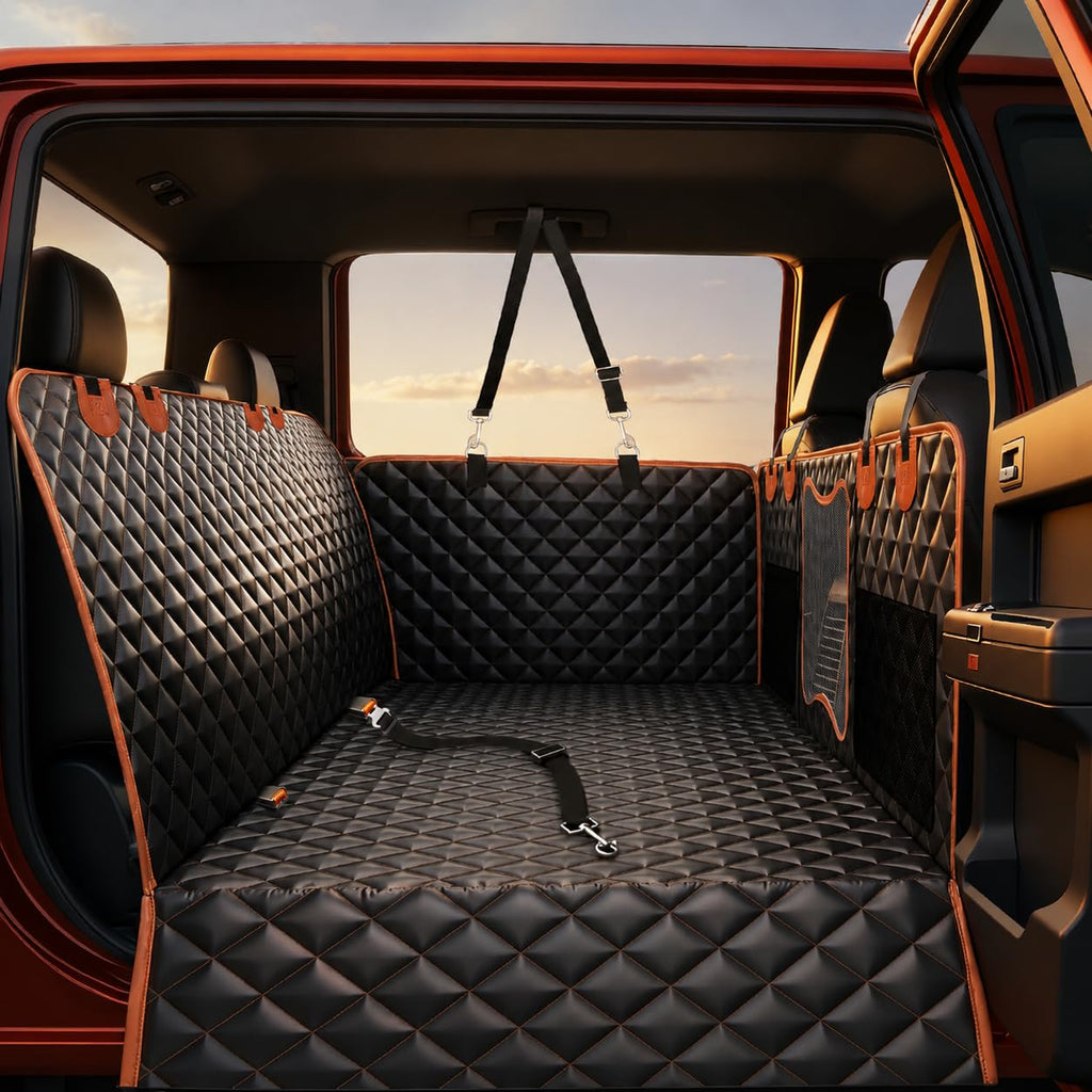 Back Seat Extender for Dogs,Dog Car Seat Cover for Back Seat with Hard Bottom Holds 500 lbs,Car Seat Protector,Waterproof Extender for Dogs,Dog HammockPet Bed for Full-Size Cars,SUVs, Small Trucks
