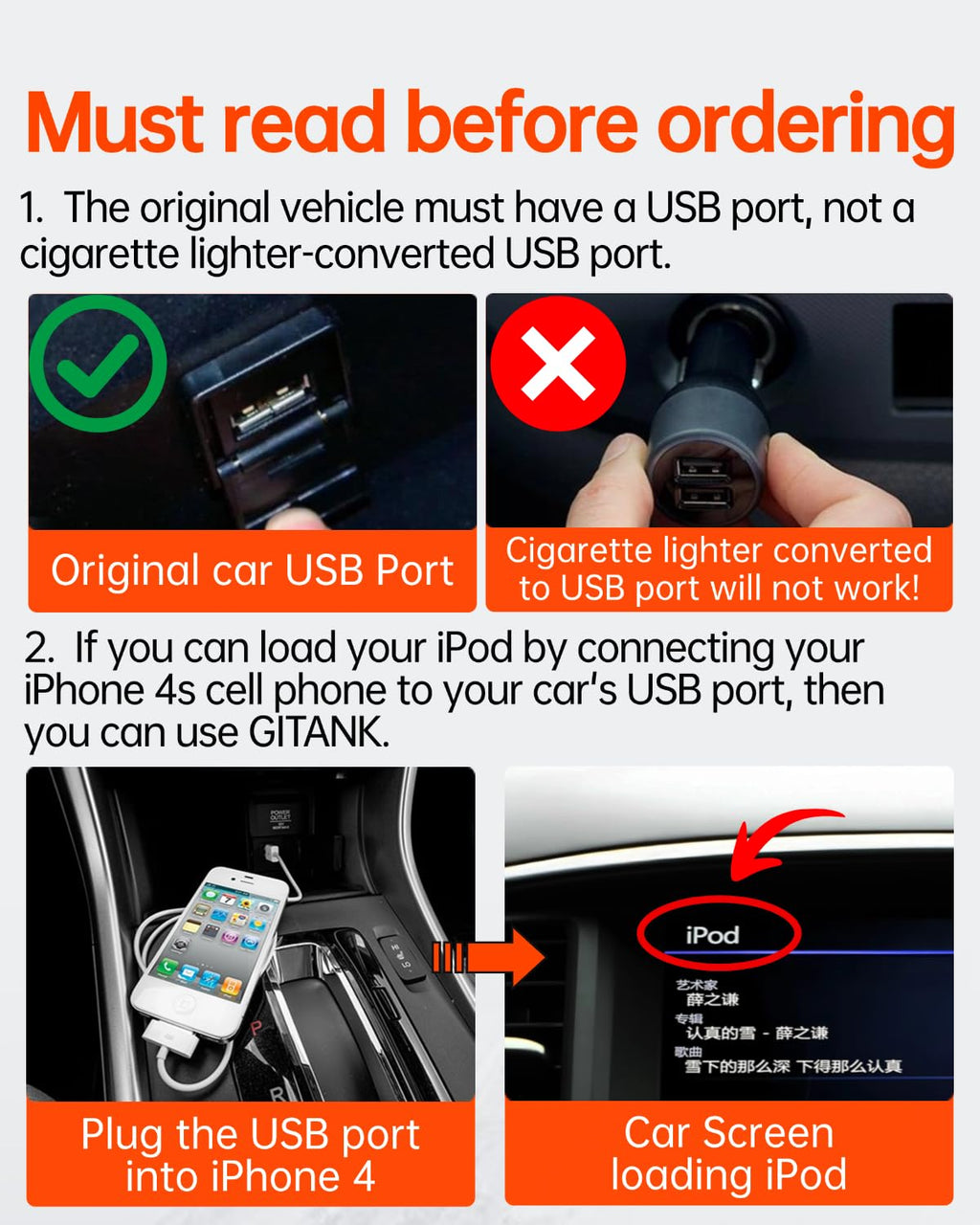 Gitank Bluetooth 5.3 USB Car Music Interface Adapter