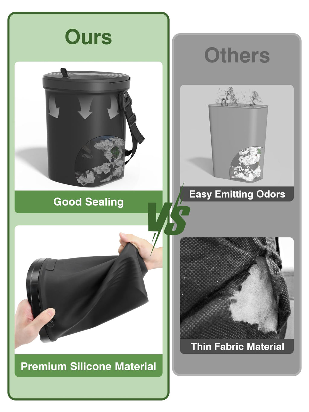 Garoopion Leakproof Hanging Silicone Car Trash Can