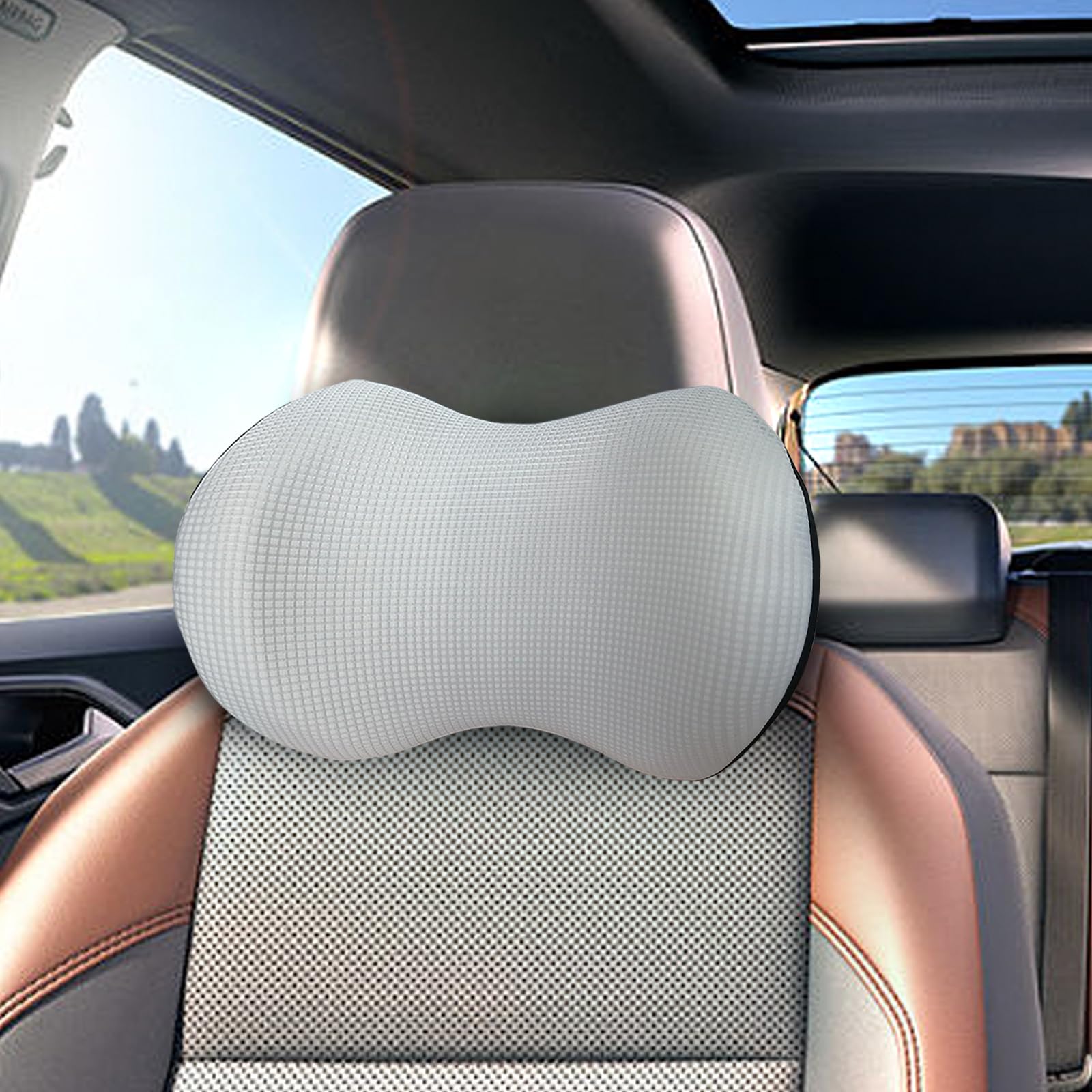SPRFUFLY Adjustable Memory Foam Car Neck Support Pillow
