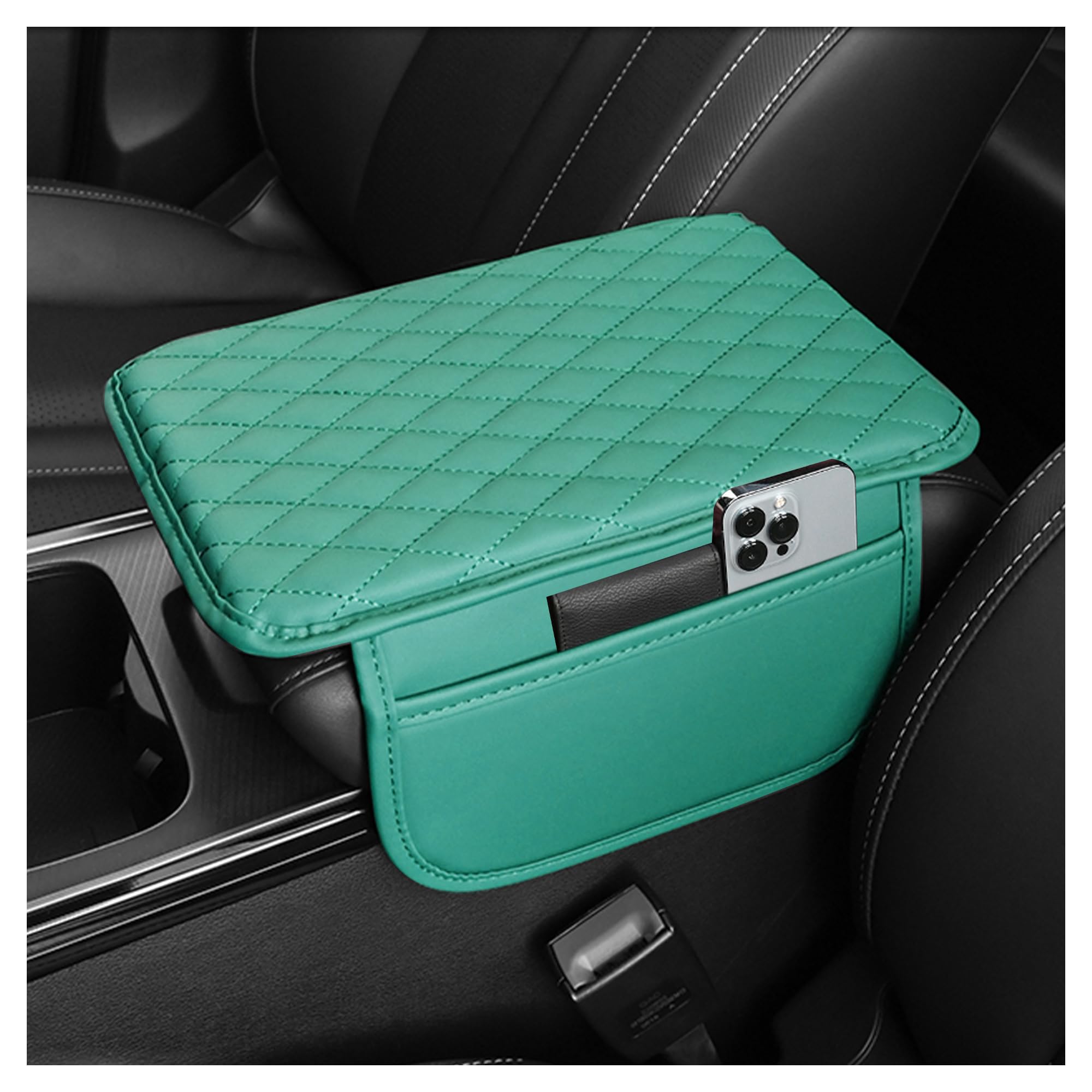 Stacool Upgraded Car Center Console Cover,Microfiber Leather Car Armrest Cover Cushion with 2 Storage Bags,Universal Car Armrest Storage Box