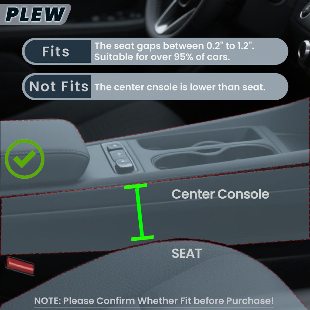 PLEW 2-Pack Leather Car Seat Gap Filler Organizers