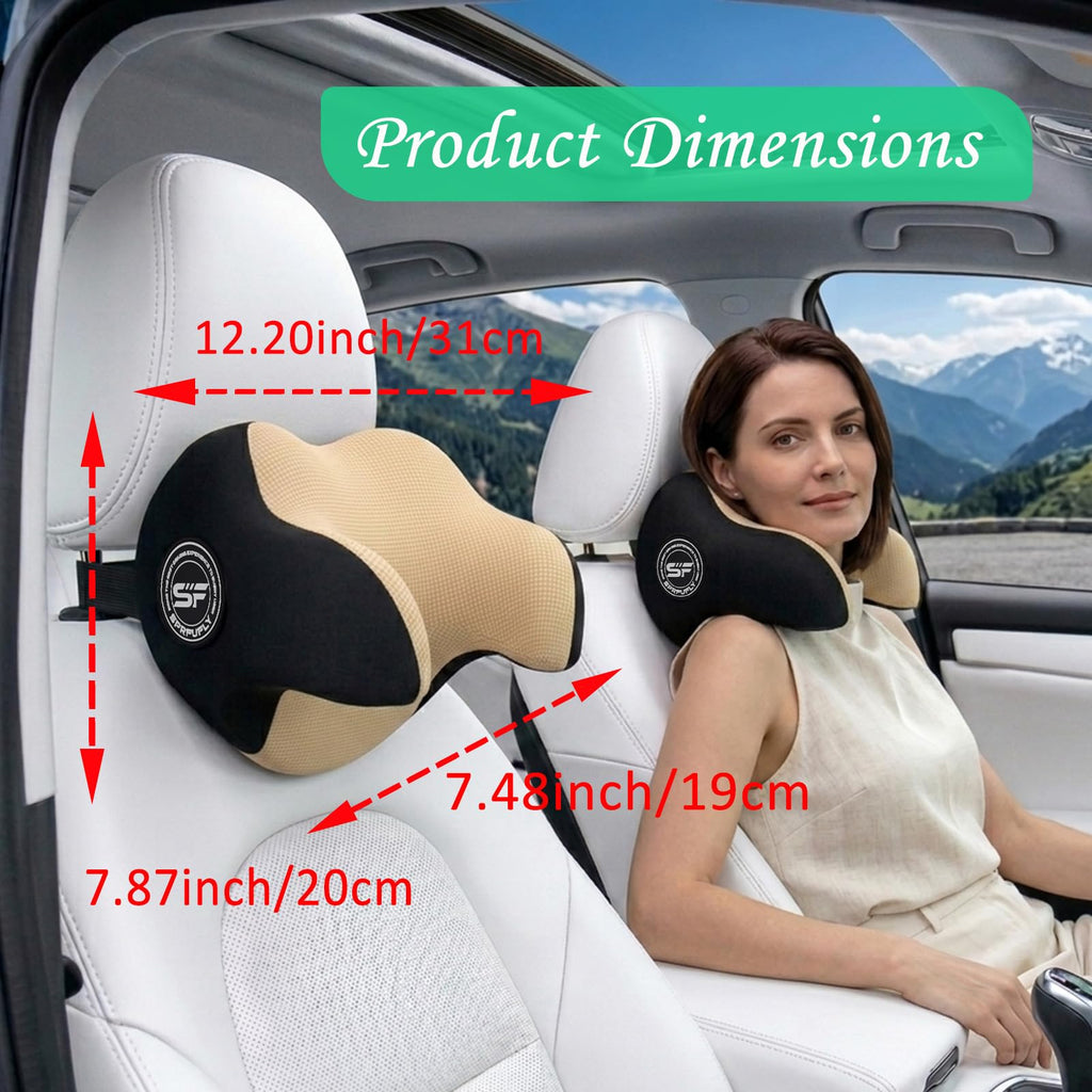SPRFUFLY Adjustable Memory Foam Car Neck Support Pillow