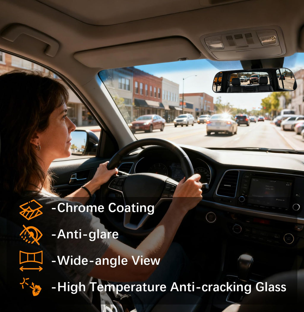 HmmtyRack Oblong Wide-Angle Rearview Mirror for Cars