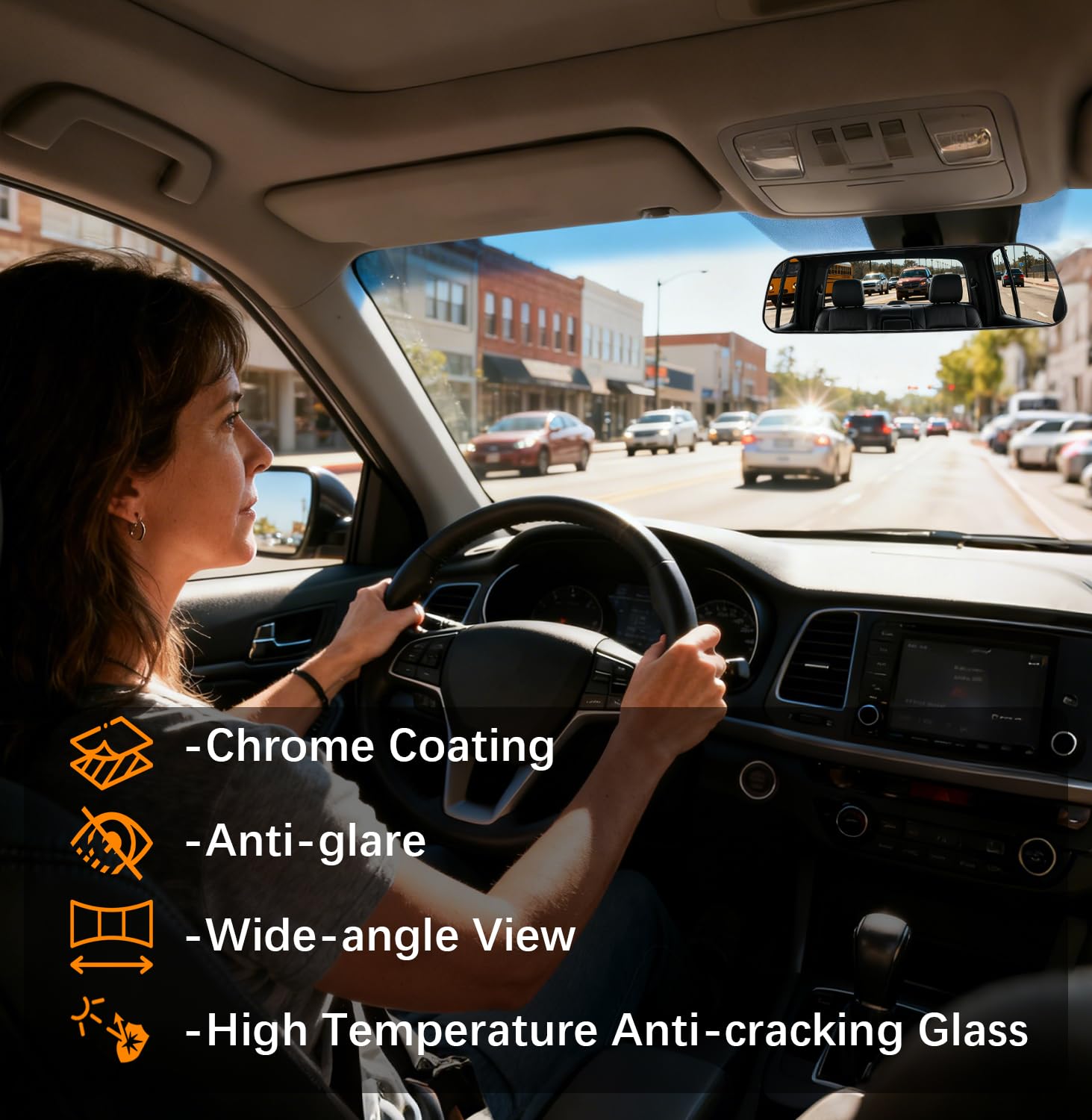 HmmtyRack Oblong Wide-Angle Rearview Mirror for Cars