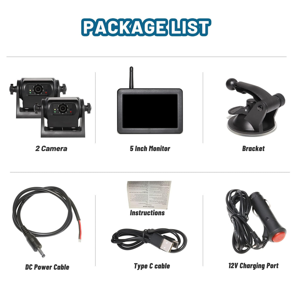 EWAY Dual 1080P Magnetic Wireless Backup Camera System