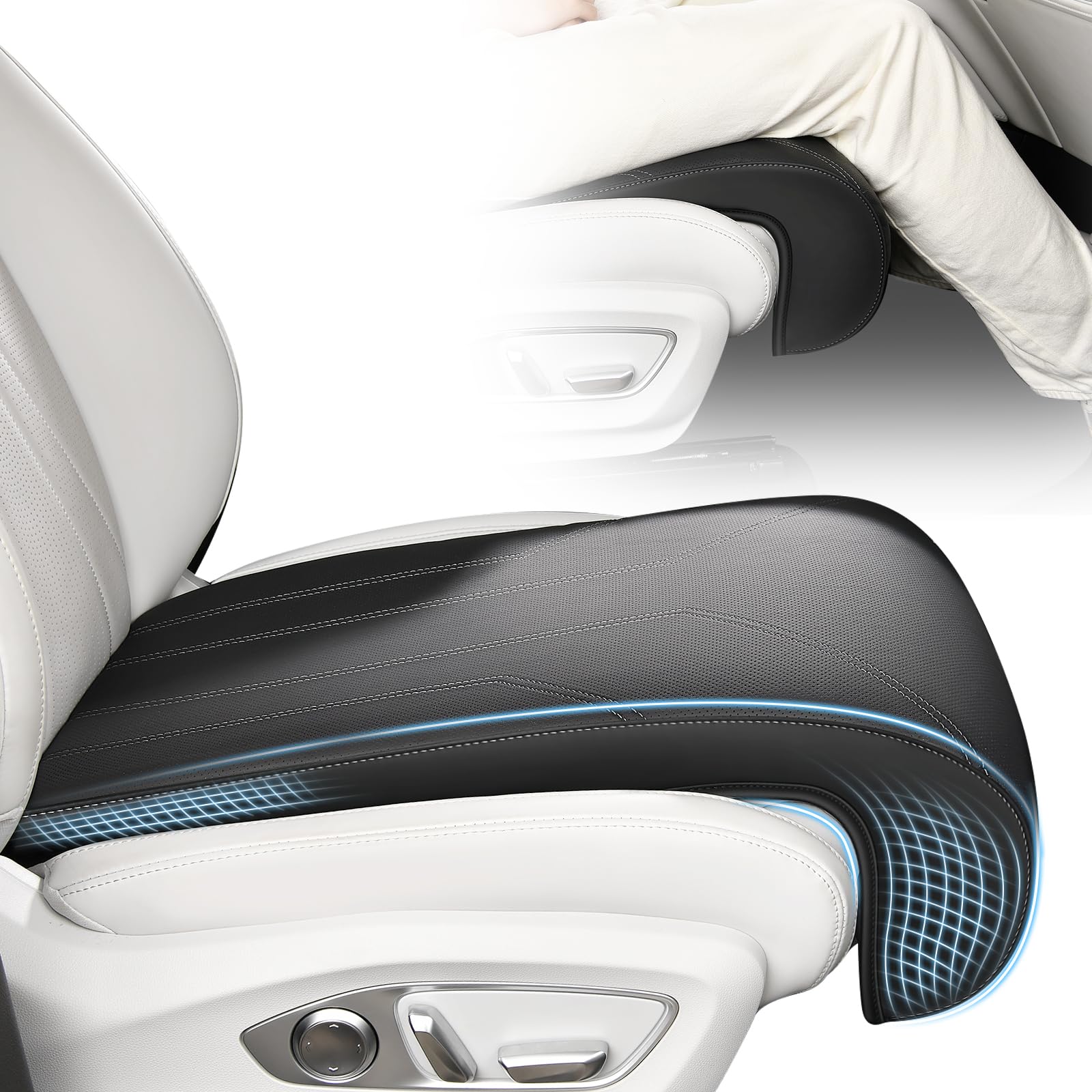FLORICH Memory Foam Car Seat Extender & Leg Support Cushion