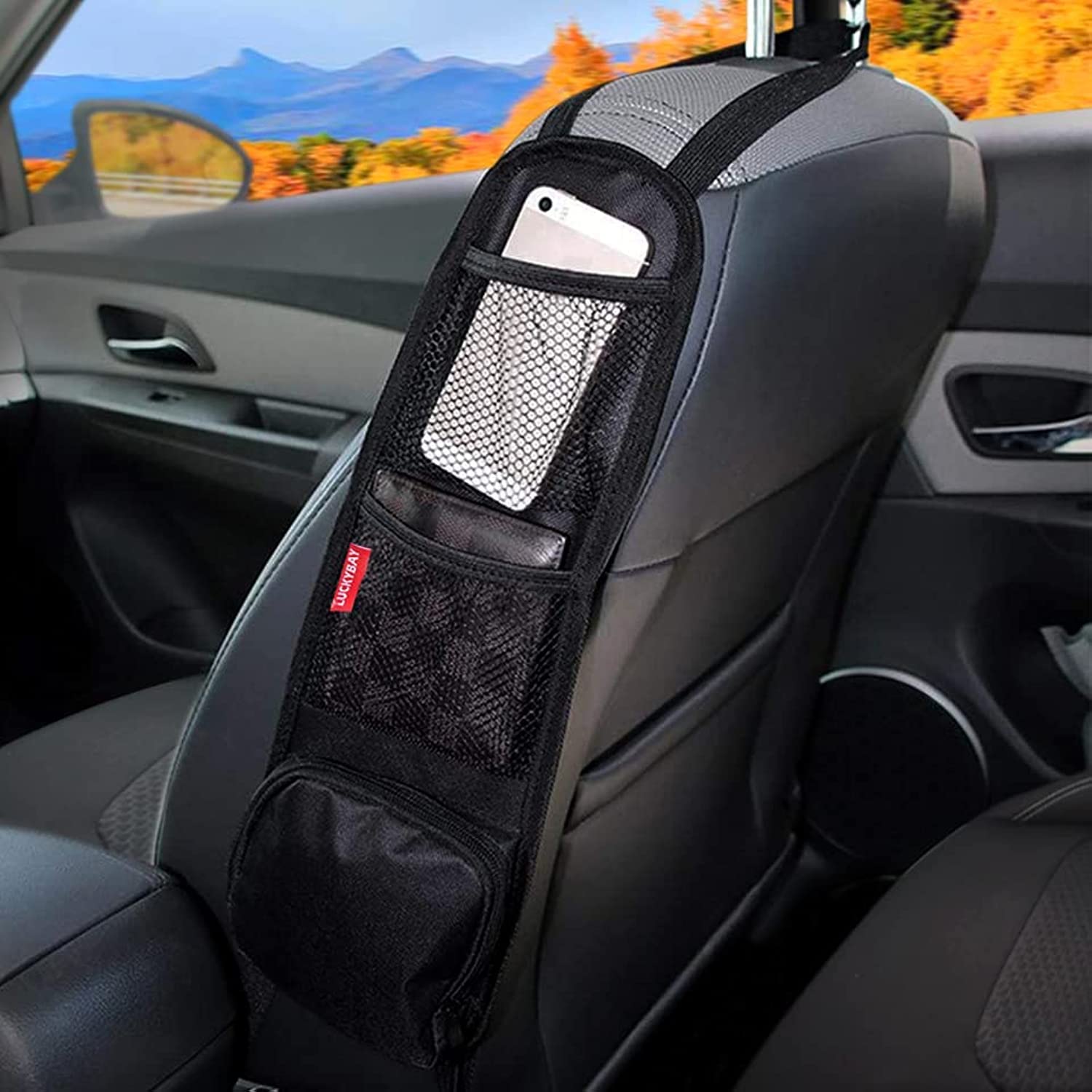 Luckybay Hanging Car Seat Side Organizer with Mesh Pocket