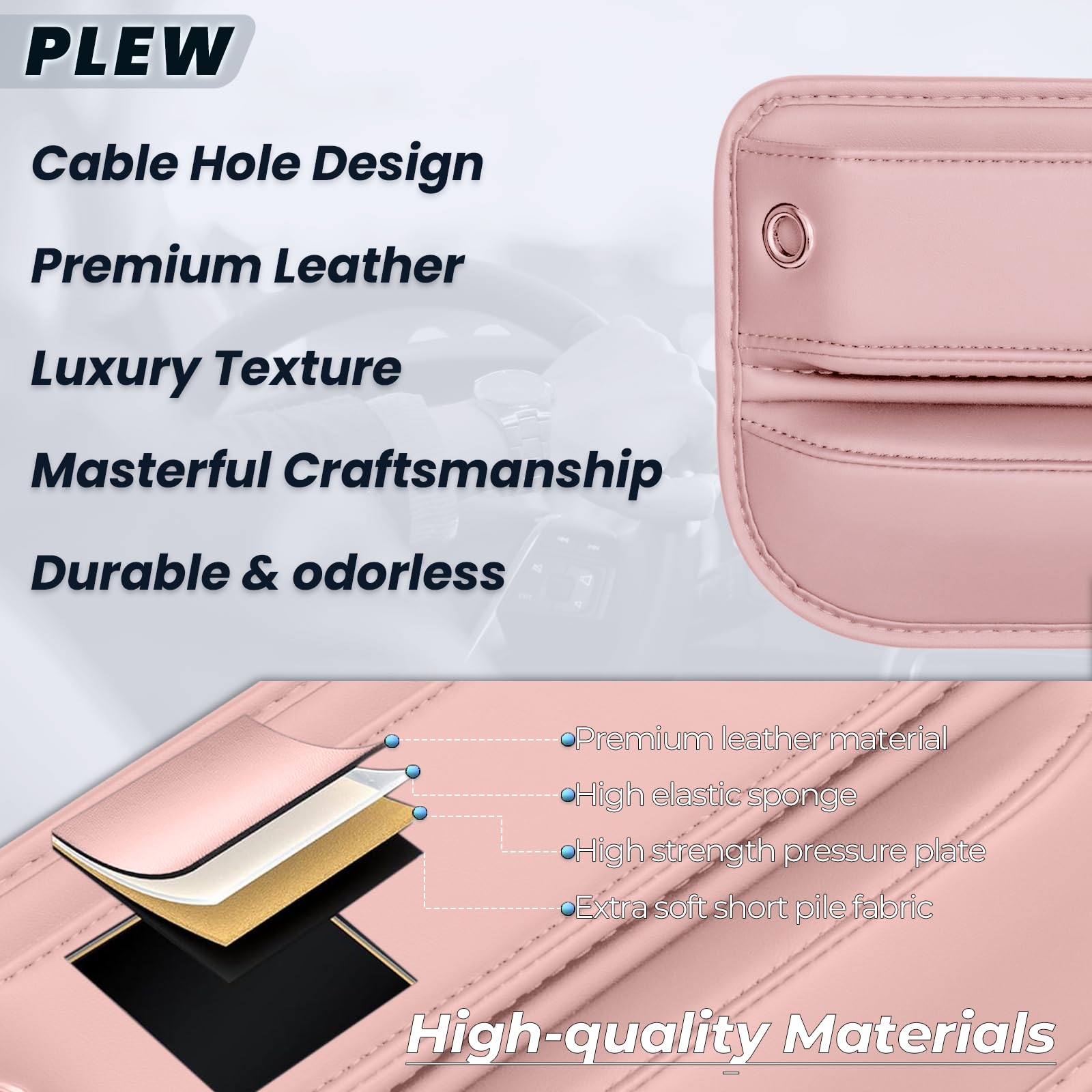 PLEW 2-Pack Leather Car Seat Gap Filler Organizers