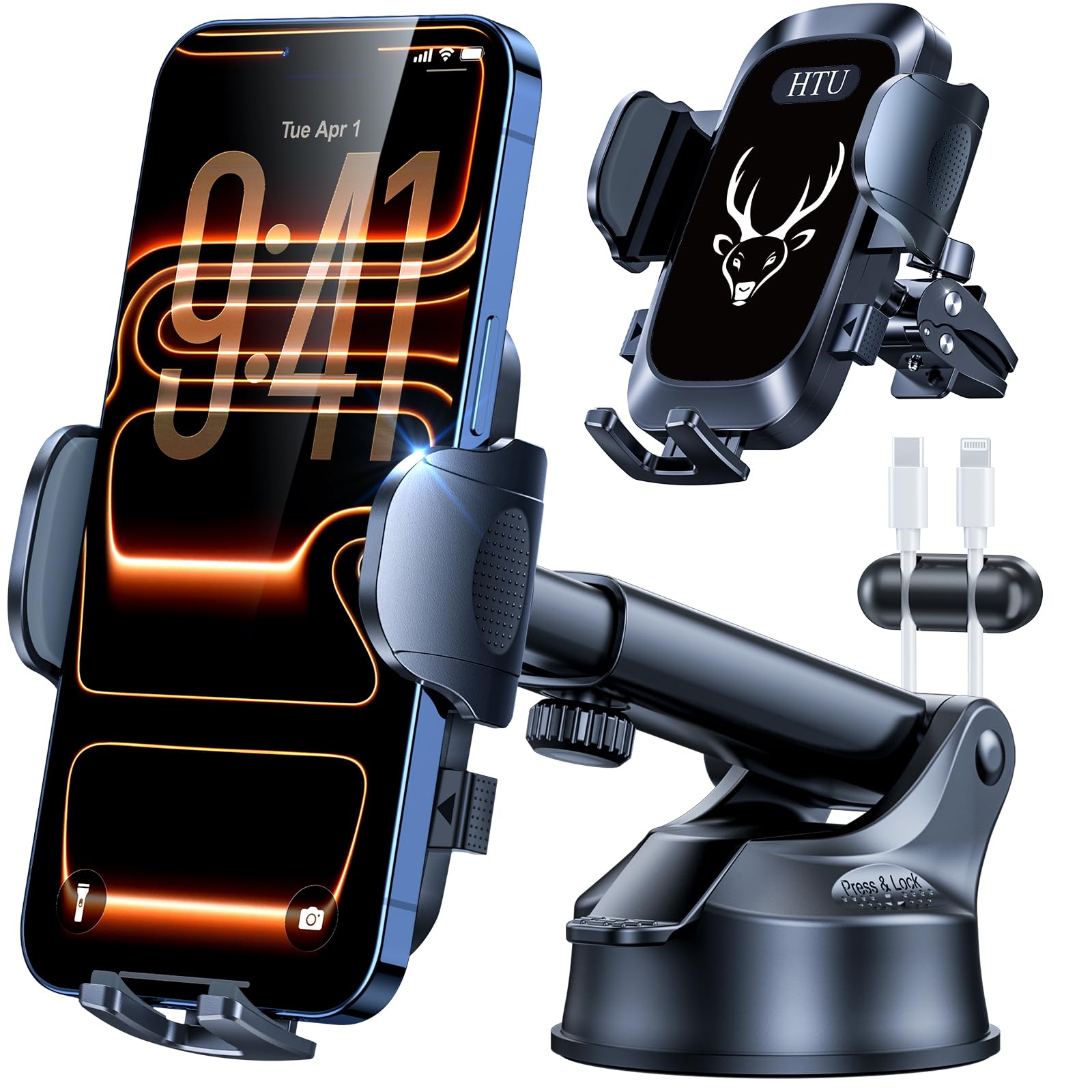 HTU 360° Universal Suction Car Phone Mount for Dashboard