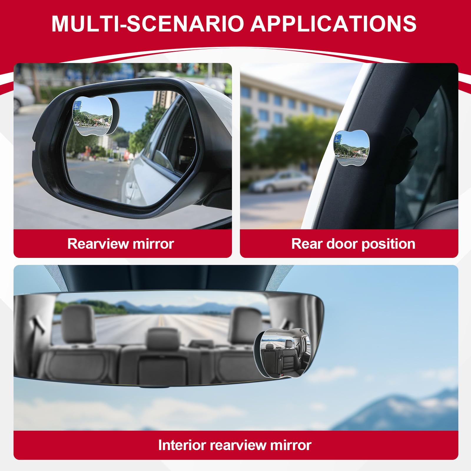 LivTee Adjustable Wide-Angle Blind Spot Mirror Pair