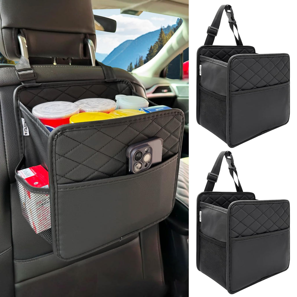 Witaxima PU Leather Backseat Organizer with 2.14-Gallon Trash Can
