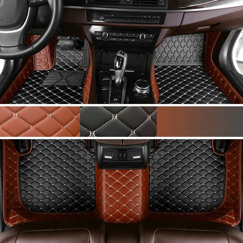 Custom Personalized Floor Mats for Cars - Luxury Full Coverage All Weather Mats, Anti-Slip Leather Mat Set, Fit for 99% of Cars, SUVs & Trucks