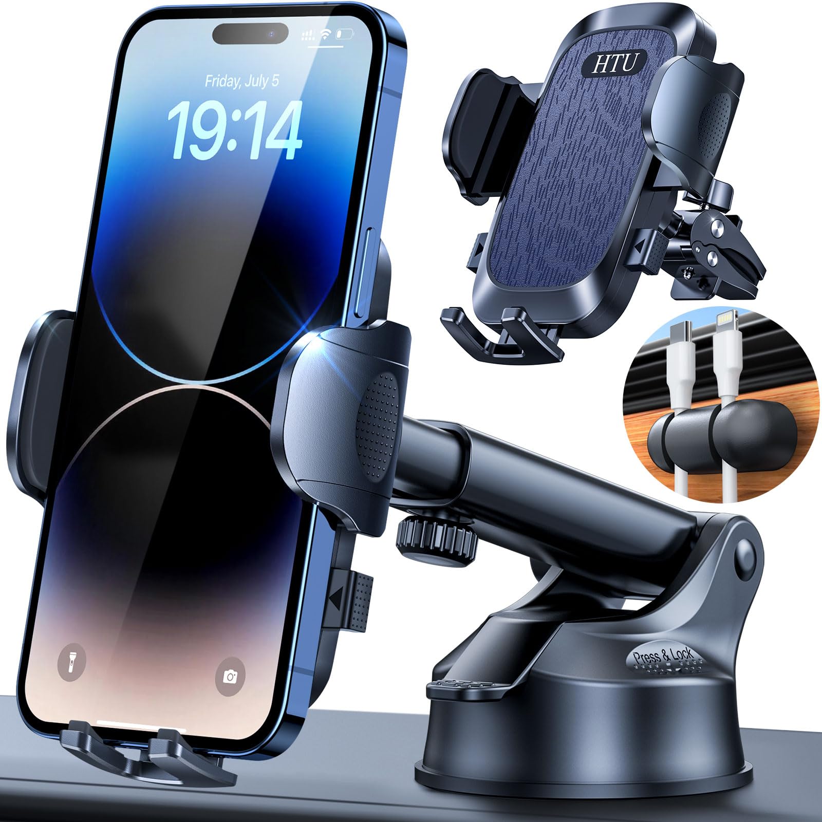 HTU 360° Universal Suction Car Phone Mount for Dashboard