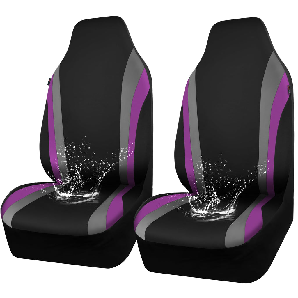 CAR PASS AquaShield Line Rider Car Seat Covers for Front Seats Only, Waterproof Seat Covers for Cars, Neoprene Two Front High Back Bucket Seat Cover Set