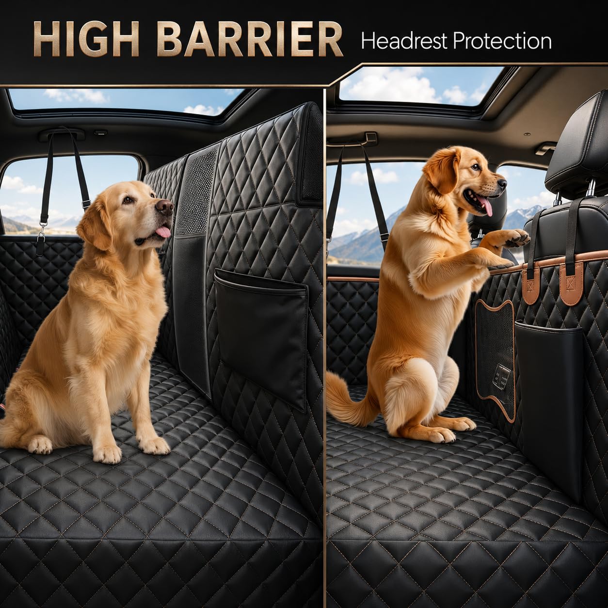 Back Seat Extender for Dogs,Dog Car Seat Cover for Back Seat with Hard Bottom Holds 500 lbs,Car Seat Protector,Waterproof Extender for Dogs,Dog HammockPet Bed for Full-Size Cars,SUVs, Small Trucks