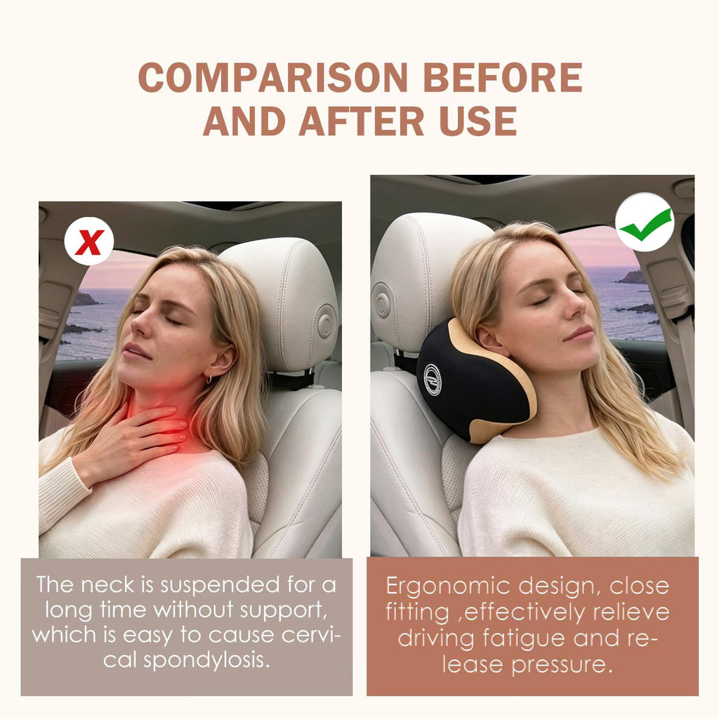 SPRFUFLY Adjustable Memory Foam Car Neck Support Pillow