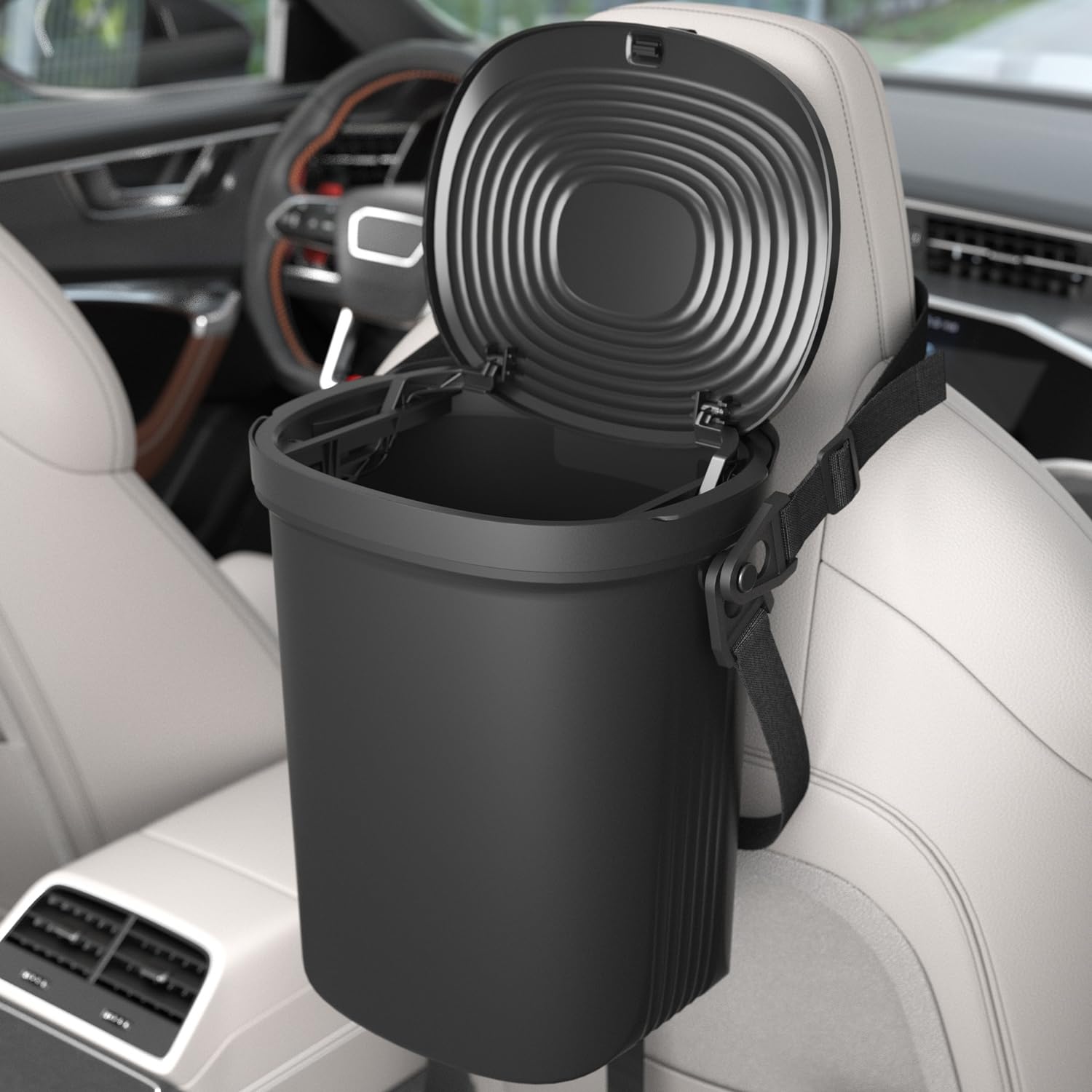 Garoopion Leakproof Hanging Silicone Car Trash Can