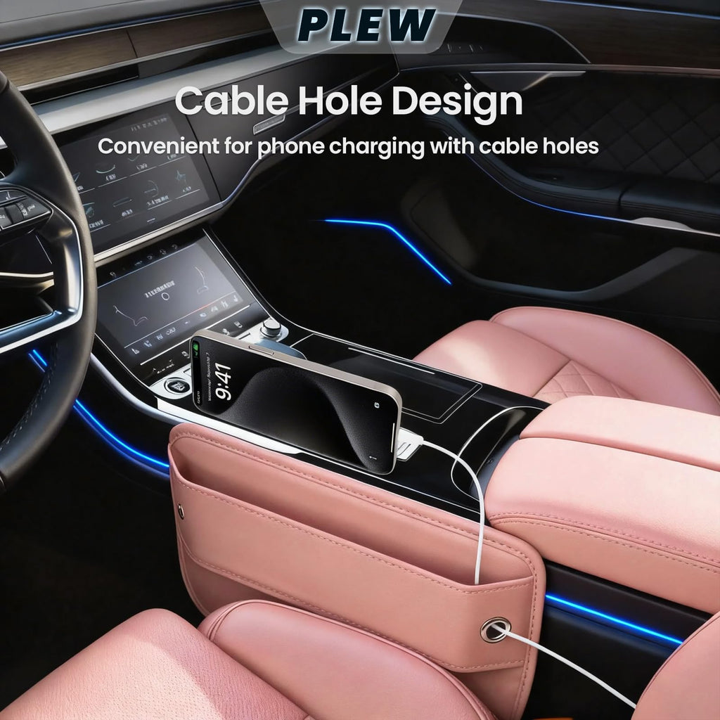 PLEW 2-Pack Leather Car Seat Gap Filler Organizers