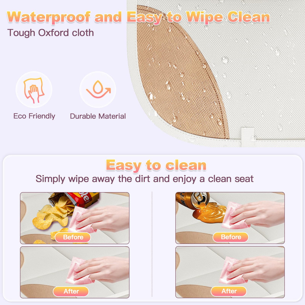 SMART ELF Car Seat Protector, Thickest Padding and Non-Slip Backing 2 Mesh Pockets for Baby and Pet, Durable 600D Fabric Waterproof Car Seat Cover