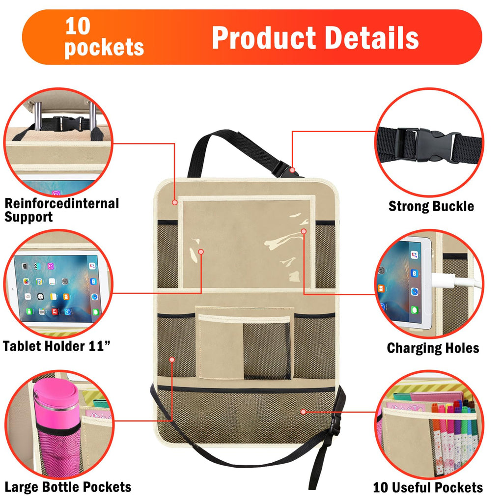 Zecirl 2-Pack Backseat Organizers with Foldable Tray
