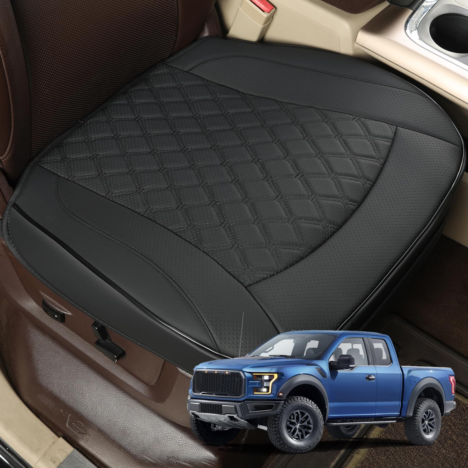 GIANT PANDA Premium PU Leather Front Car Seat Cover Protector Anti-Slip Bottom Seat Cover Fits 95% of Vehicles