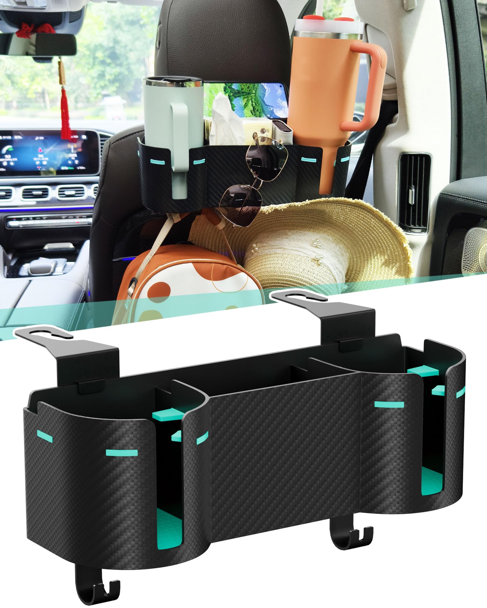 4-in-1 Car Headrest Cup Holder & Backseat Organizer