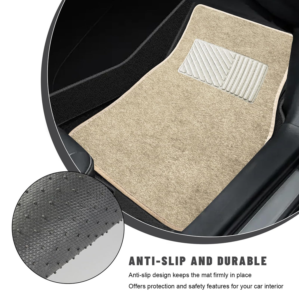 Sun Walker 4 PCS Car Floor Mats, Waterproof Anti-Slip Front & Rear Car Carpets with Driver Heel Pad, All Weather Floor Protective Pads Universal for SUVs Trucks Sedans Vans
