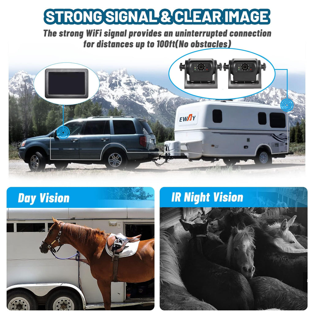 EWAY Dual 1080P Magnetic Wireless Backup Camera System