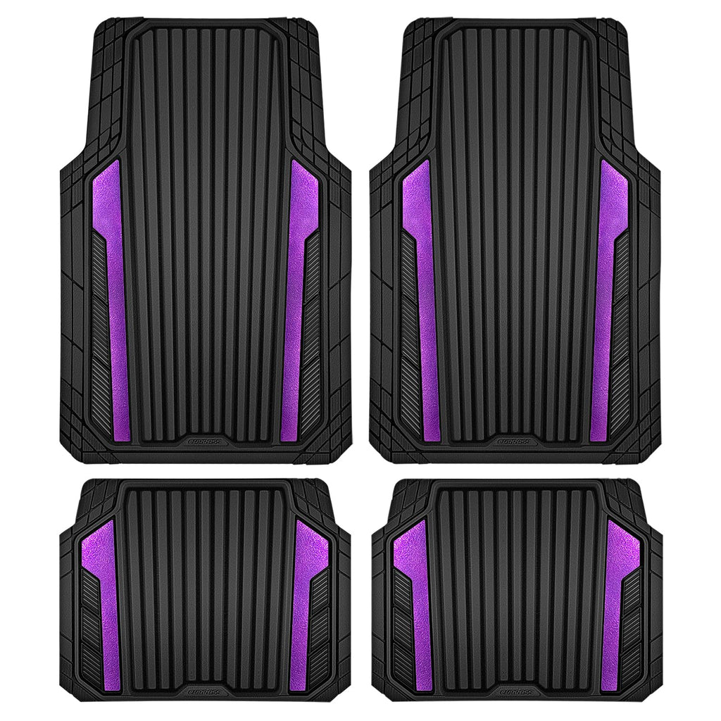 CAR PASS Heavy Duty Sporty Rubber Car Mats, Deep Dish All Weather Car Floor Mats Full Set, Waterproof Anti-Slip Automotive Matts Rugs Trim to Fit for 95% Sedans SUVs Vans Trucks, 4-Piece
