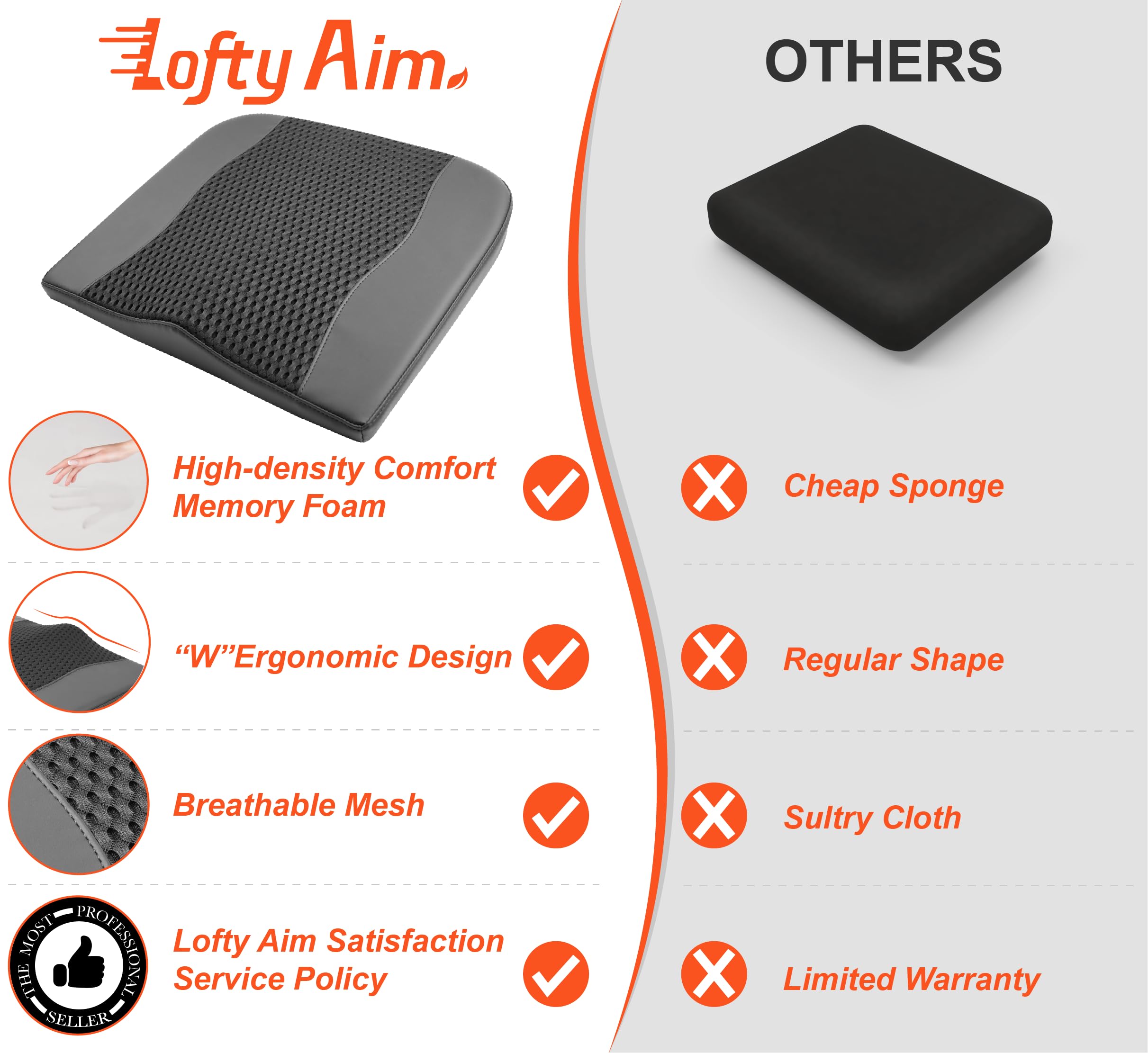 Lofty Aim Memory Foam Car Seat Cushion for Sciatica Relief