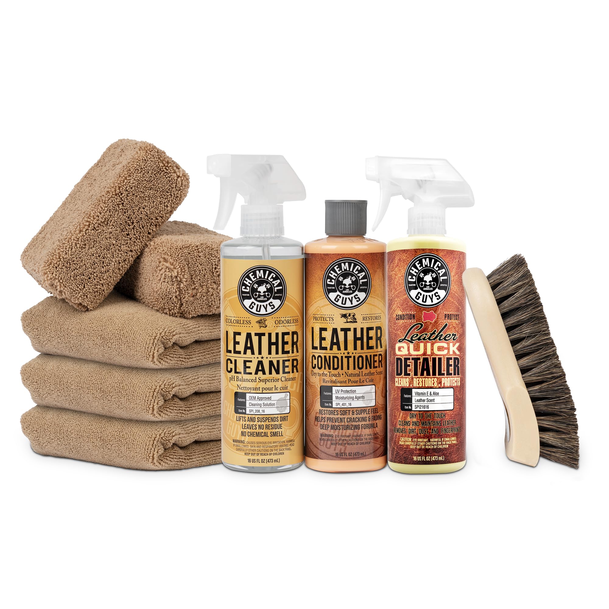 Chemical Guys 9-Piece Car Leather Cleaner & Conditioner Kit
