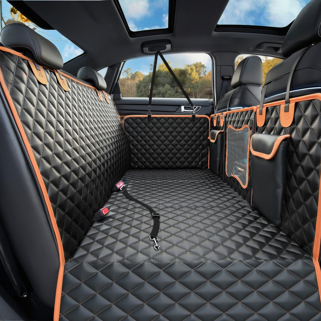 Back Seat Extender for Dogs,Dog Car Seat Cover for Back Seat with Hard Bottom Holds 500 lbs,Car Seat Protector,Waterproof Extender for Dogs,Dog HammockPet Bed for Full-Size Cars,SUVs, Small Trucks