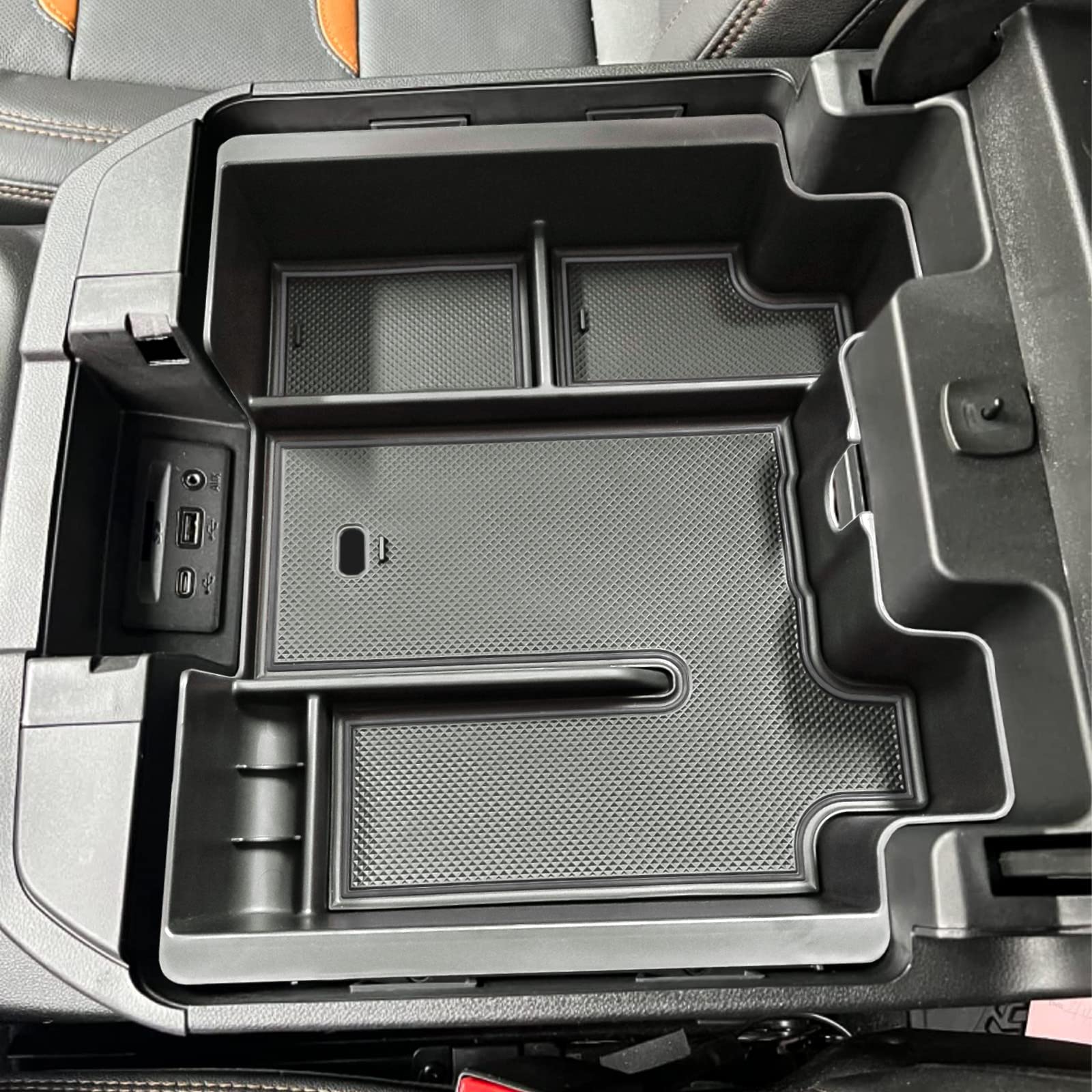 Full Size Center Console Organizer Tray Compatible with 2019-2022 Chevy Silverado/GMC Sierra 1500 and 2020 2021 2022 Silverado/Sierra 2500HD 3500HD Accessories -Full Console w/Bucket Seats ONLY