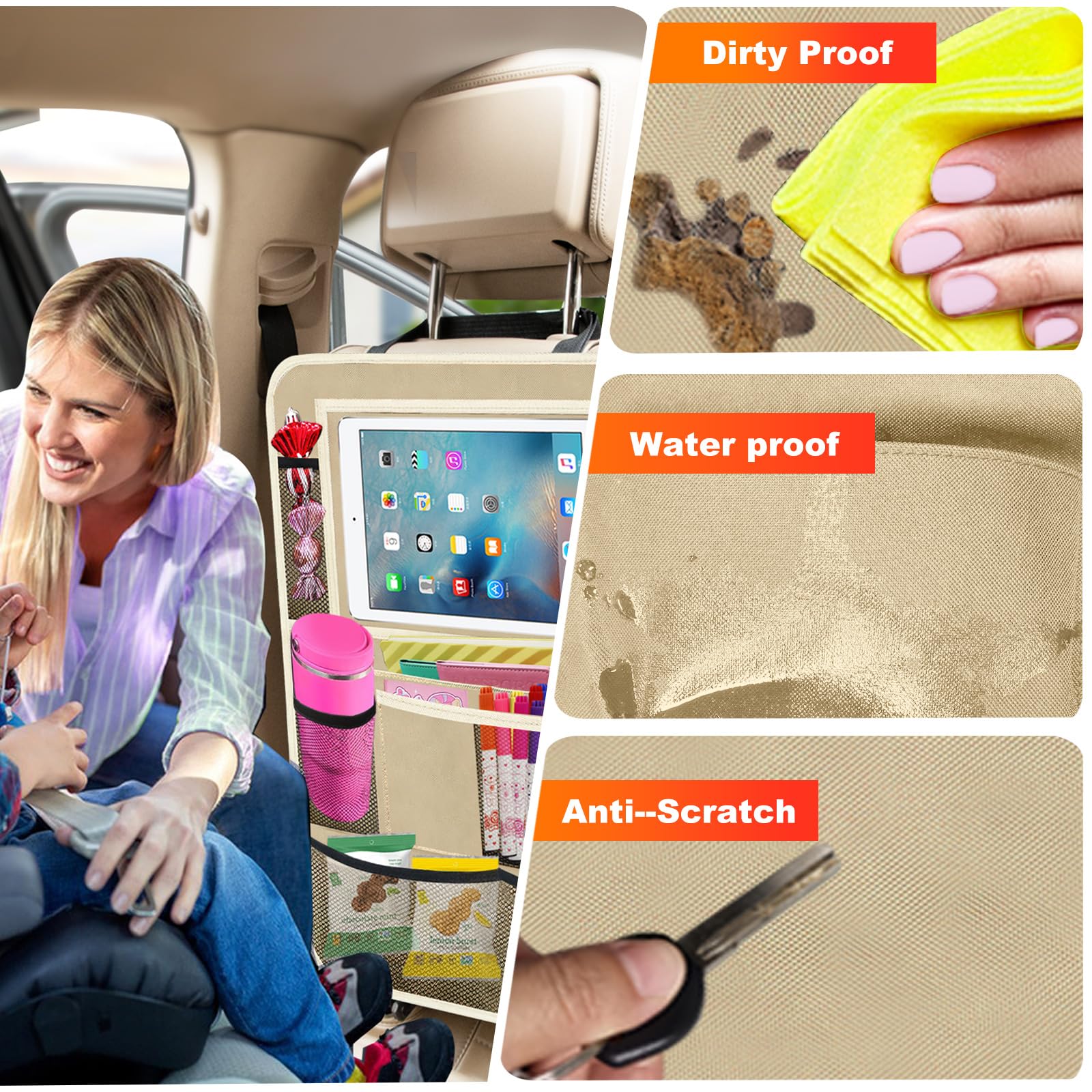 Zecirl 2-Pack Backseat Organizers with Foldable Tray