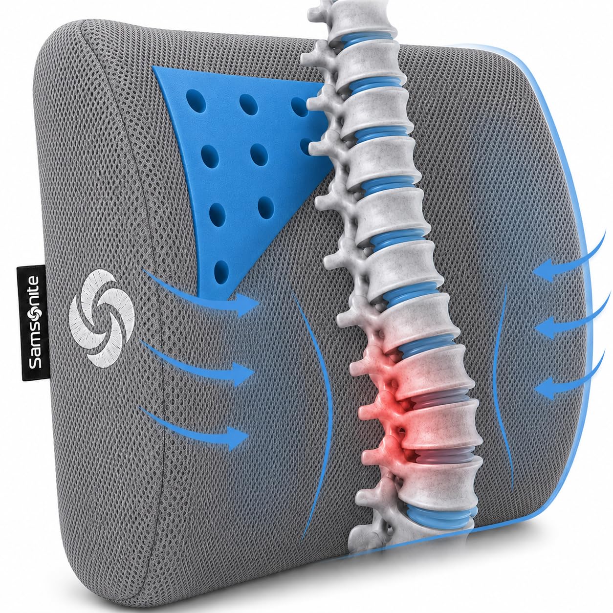 Samsonite Memory Foam Lumbar Support Pillow for Car Seats