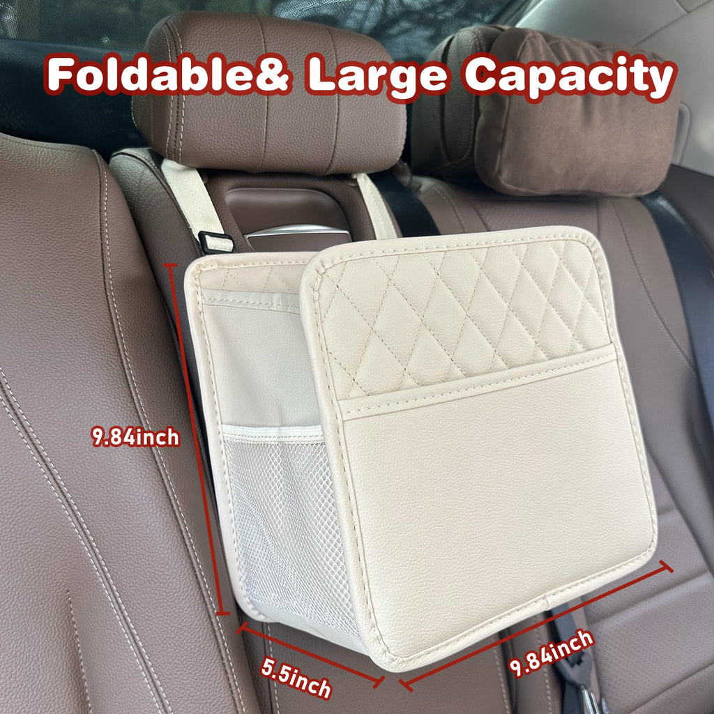 Witaxima PU Leather Backseat Organizer with 2.14-Gallon Trash Can