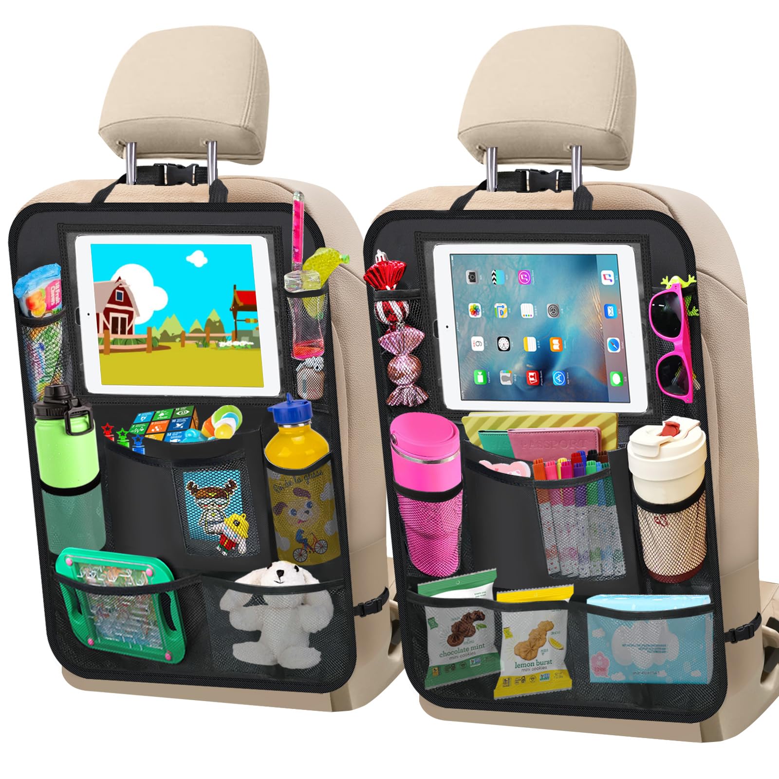 Zecirl 2-Pack Backseat Organizers with Foldable Tray