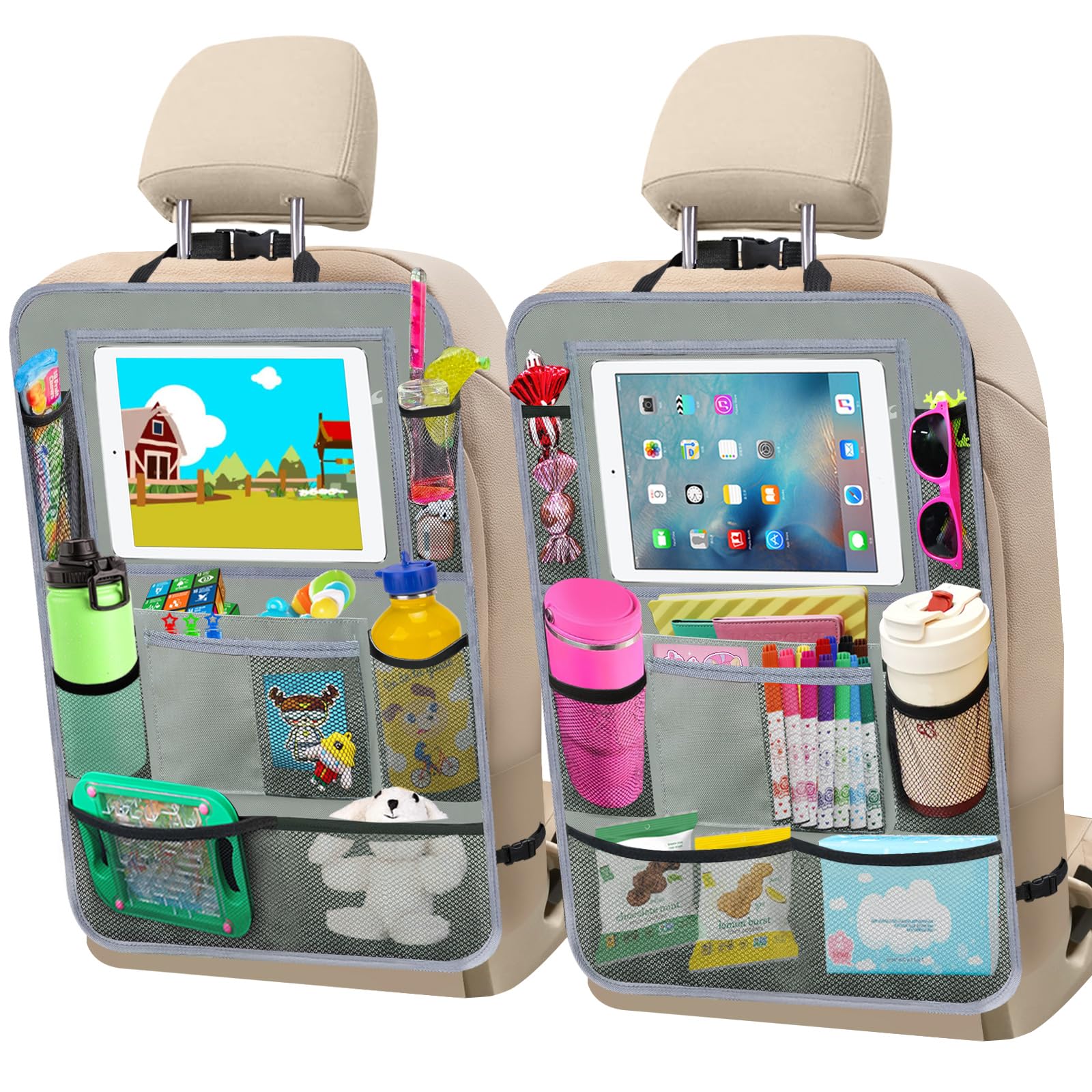 Zecirl 2-Pack Backseat Organizers with Foldable Tray