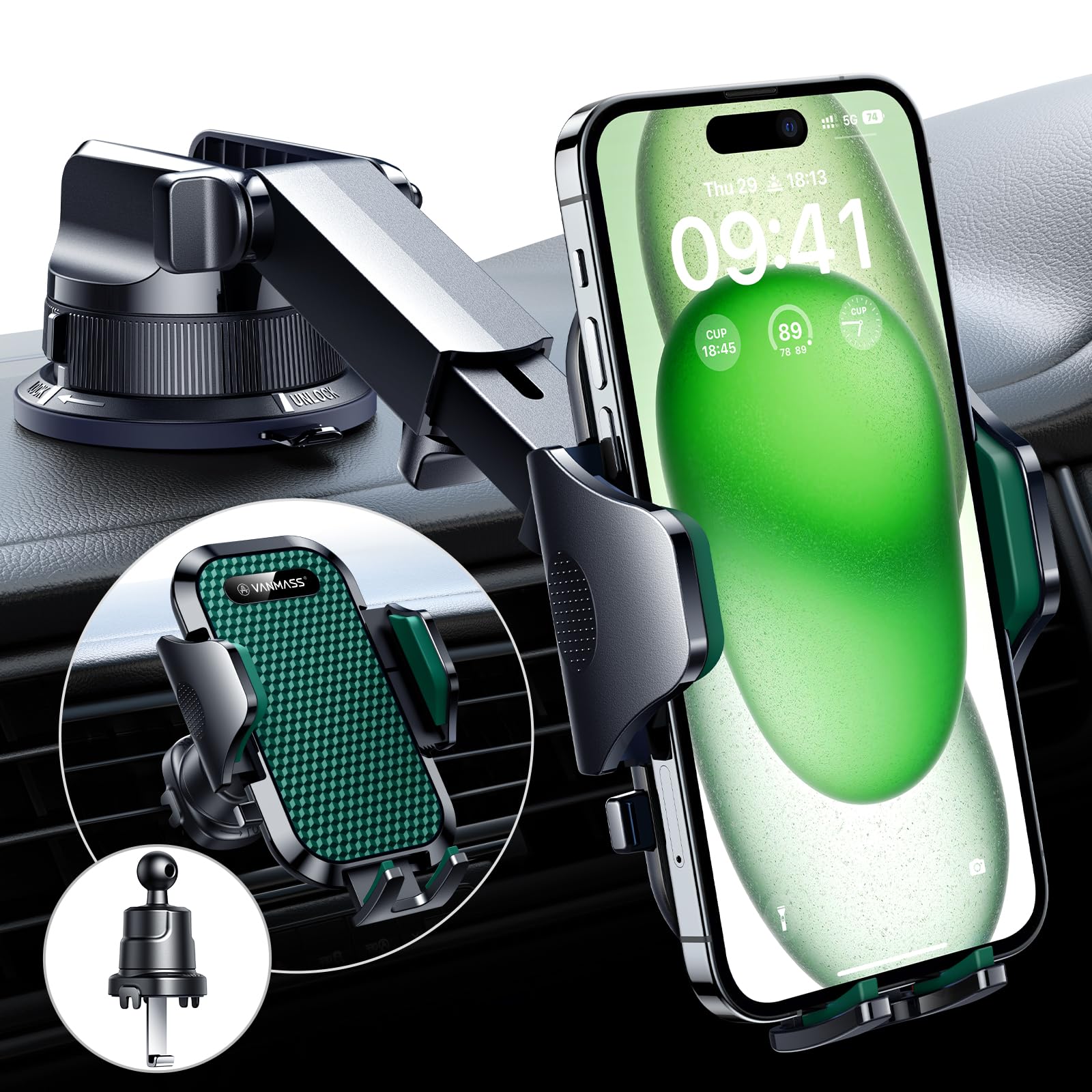 VANMASS Military-Grade Suction Car Phone Mount