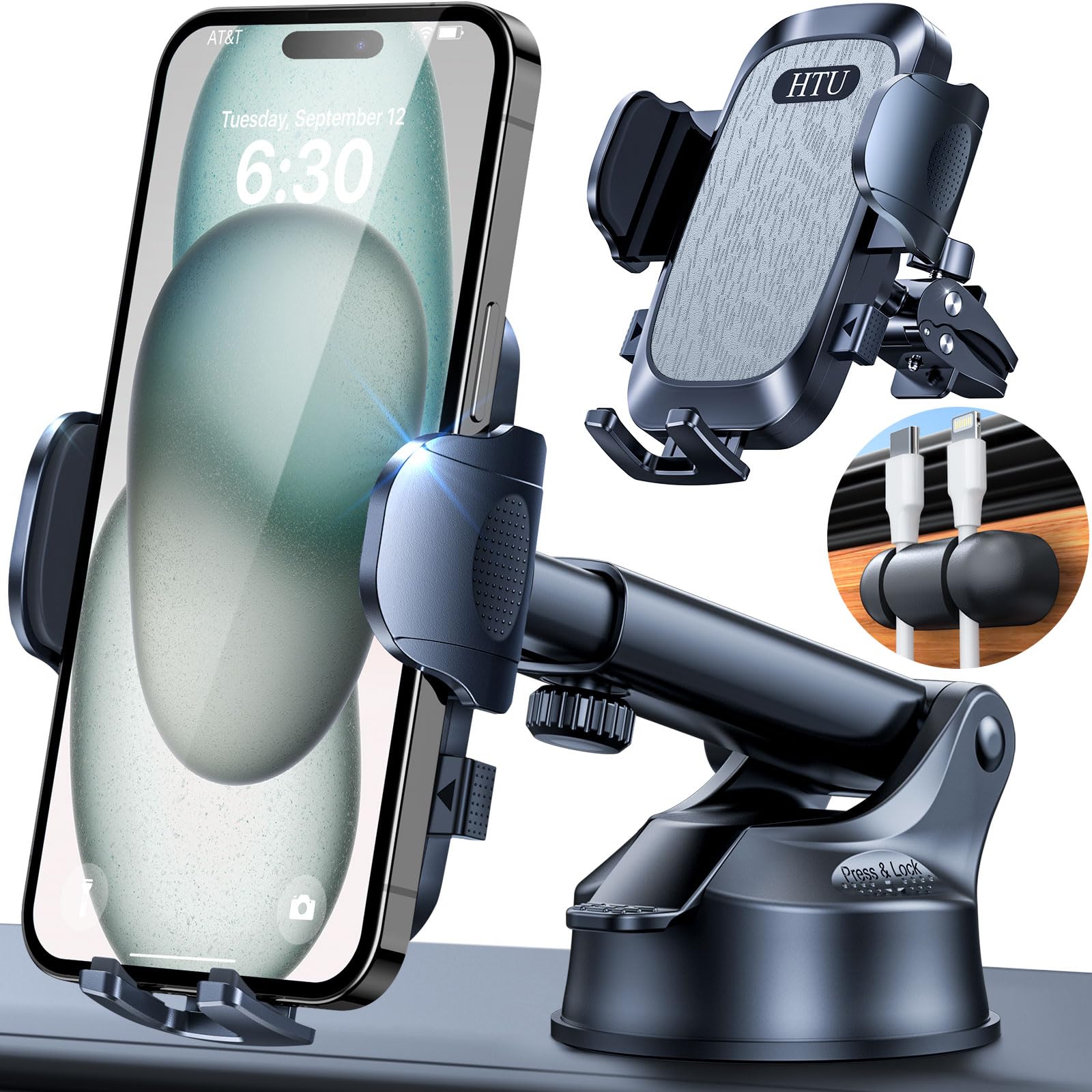 HTU 360° Universal Suction Car Phone Mount for Dashboard