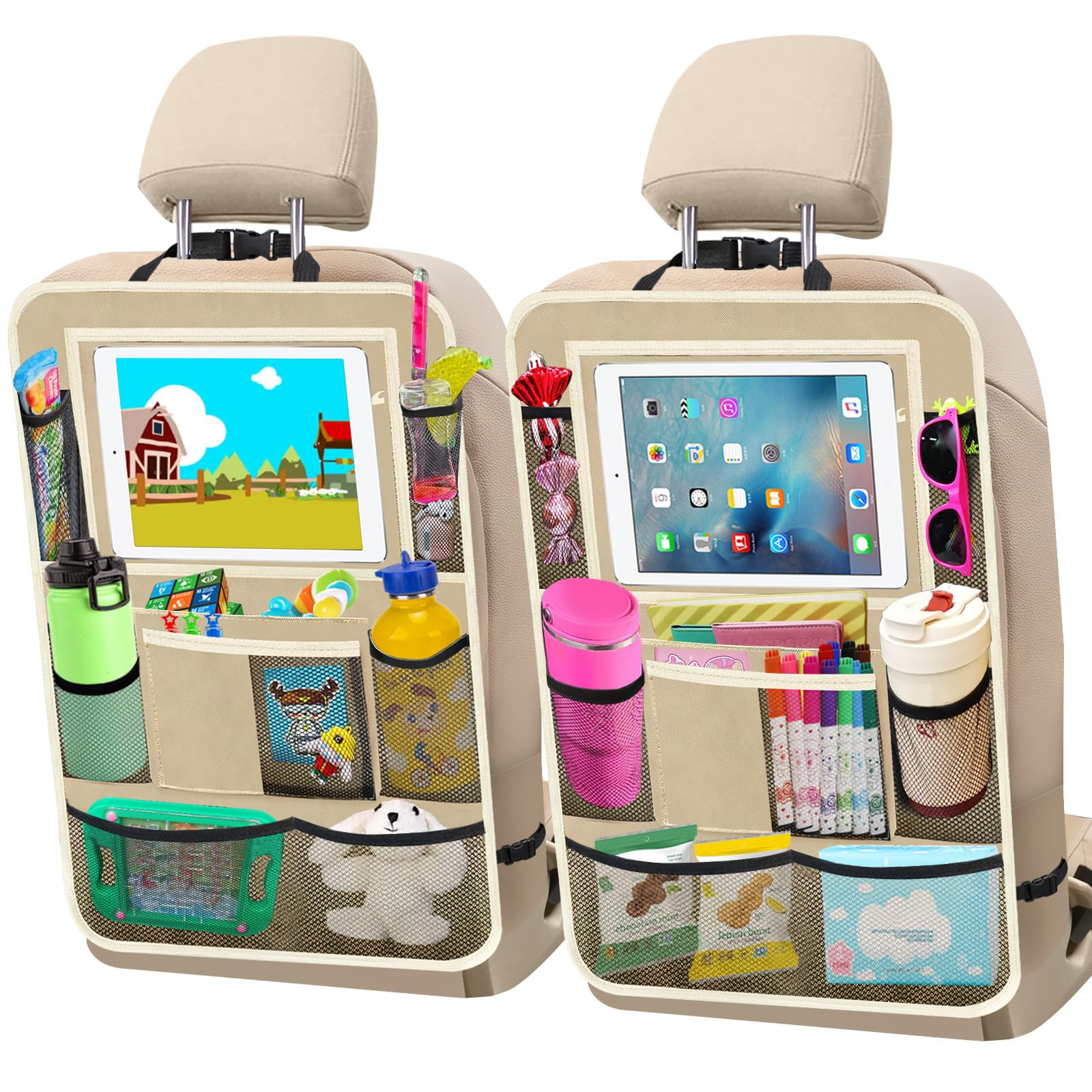 Zecirl 2-Pack Backseat Organizers with Foldable Tray