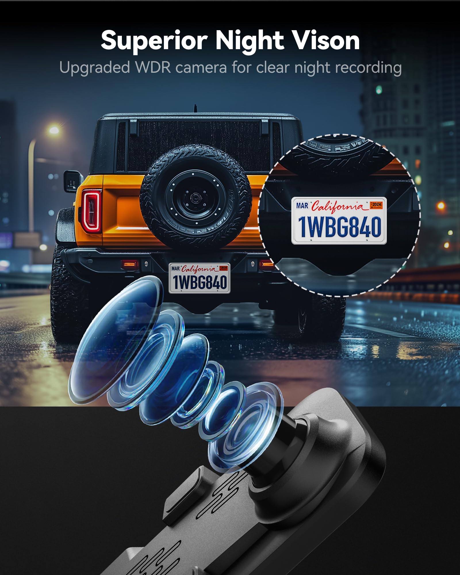 WOLFBOX G840S 12-Inch 4K Dual Mirror Dash Cam Front and Rear