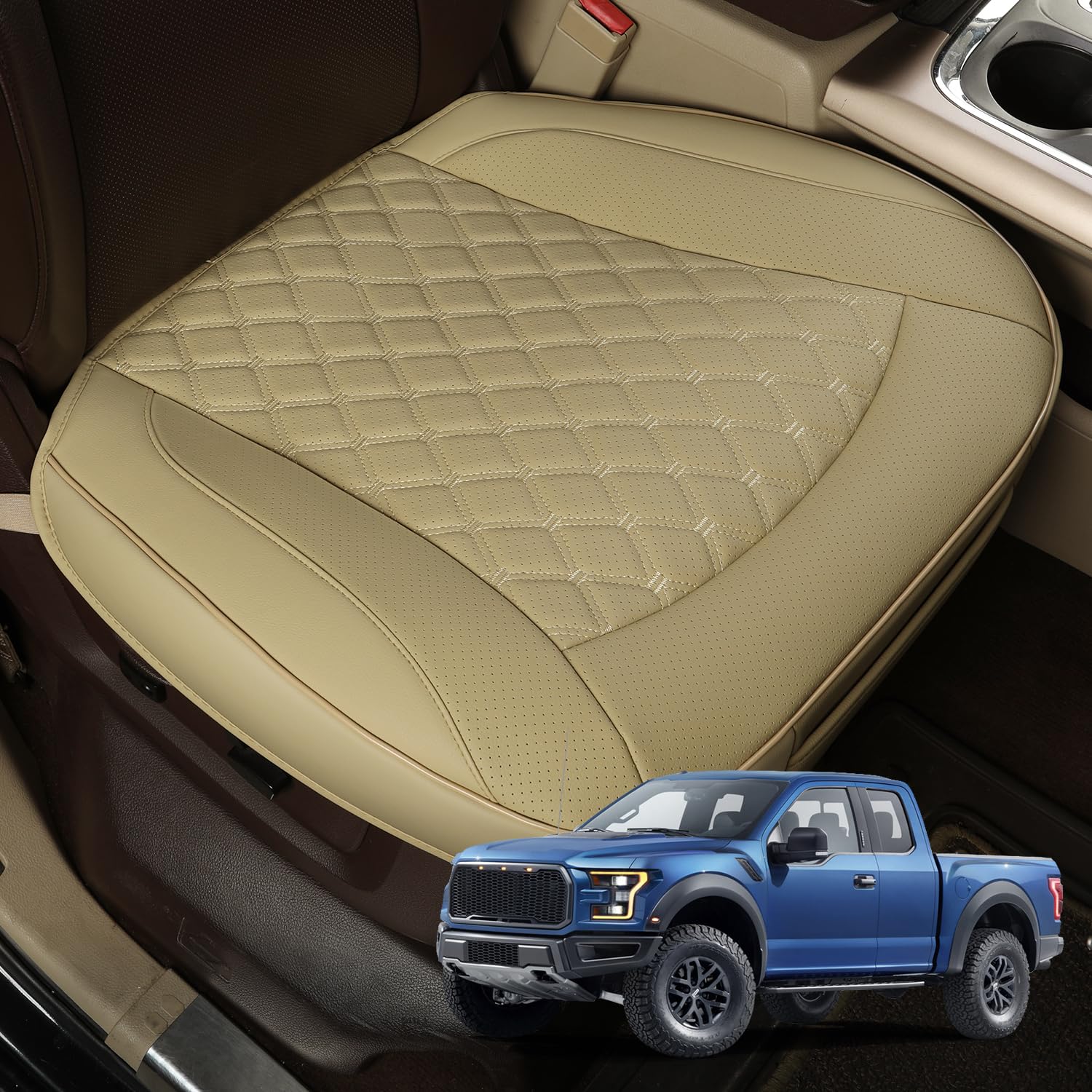 GIANT PANDA Premium PU Leather Front Car Seat Cover Protector Anti-Slip Bottom Seat Cover Fits 95% of Vehicles